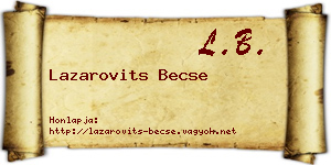 Lazarovits Becse névjegykártya